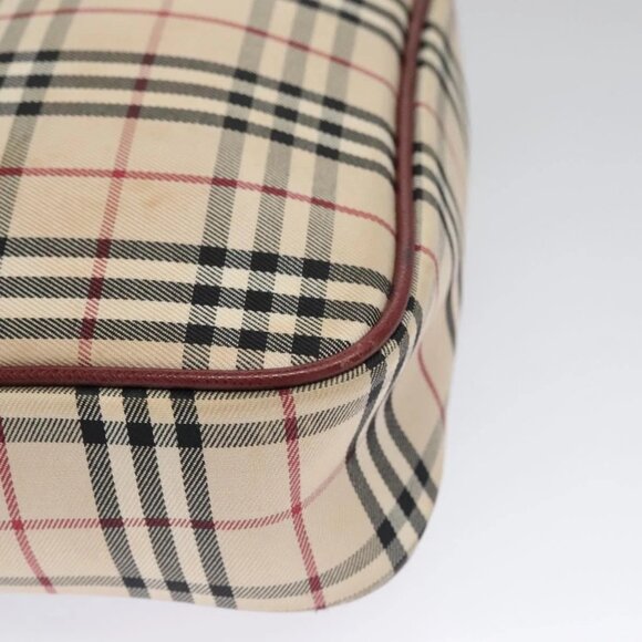 BURBERRY Nova Check Shoulder Bag Canvas Beige Red Auth 112999 - Picture 5 of 16